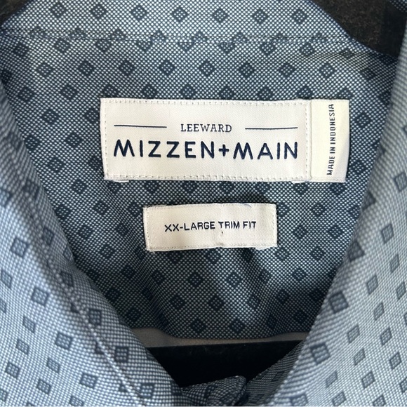 Mizzen &‎ Main Navy Diamond Leeward Dress Men’s No Iron Shirt XXL Trim Fit - Picture 3 of 10